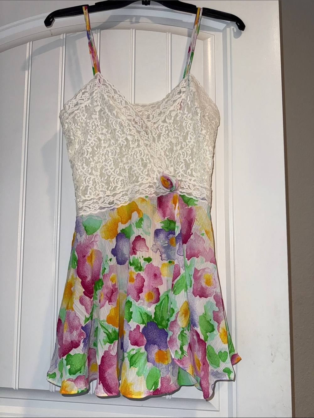 Victoria's Secret RARE Gold Label Lace & Watercolor Floral Nightgown - Size S